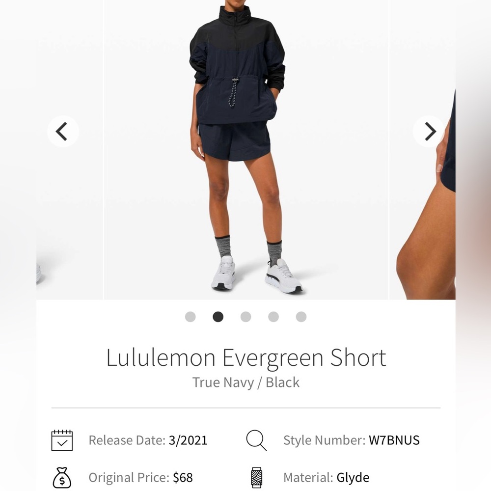 Lululemon Set Evergreen Anorak
Jacket and Shorts Size 4/6 True Navy - Picture 7 of 7
